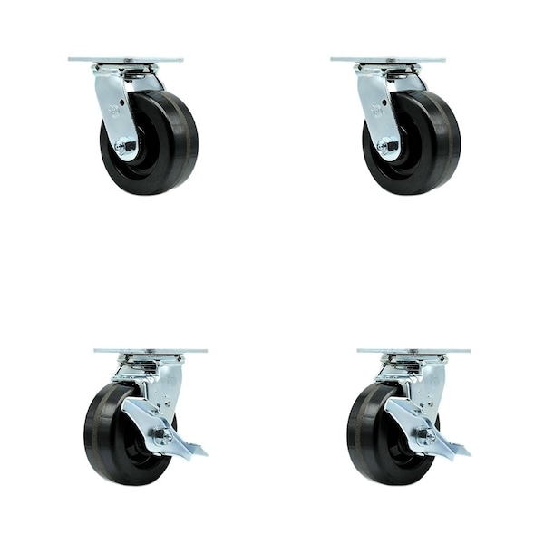 Tool Box Caster Wheel Set 5'' Phenolic Swivel Casters, 4PK